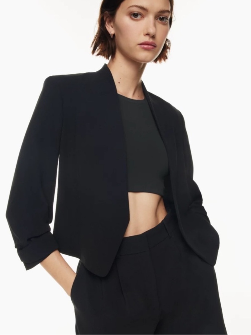 Aritzia Babaton Power Waist Blazer Black Crepe Size 8